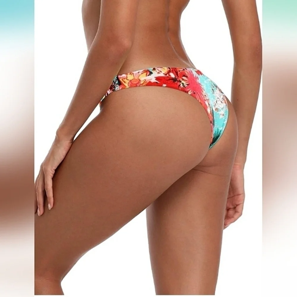 RELLECIGA Women's‎ Tropical Print Cheeky Brazilian Cut 2 Piece Bikini Swimsuit L